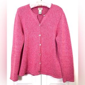 L.L.Bean Marled Coral Cotton Cardigan Sweater Women’s Large